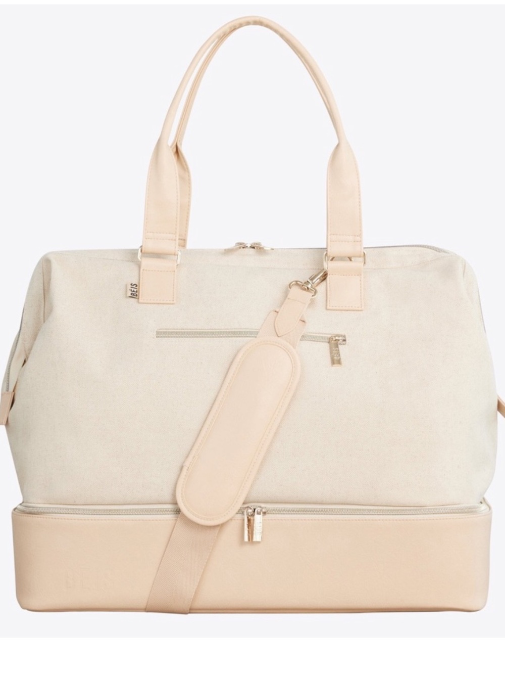 BEIS Cream & Tan Weekend Shoulder Travel Bag